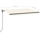 vidaXL krémszínű kézzel kihúzható napellenző 450 x 300 cm
