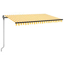 vidaXL sárga és fehér kézzel kihúzható napellenző 450 x 300 cm