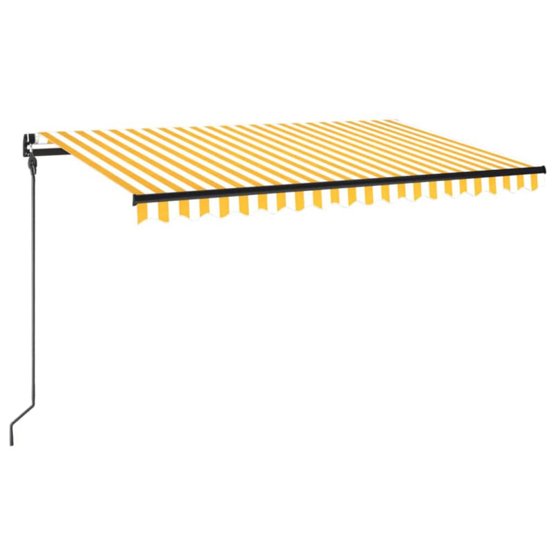 vidaXL sárga és fehér kézzel kihúzható napellenző 450 x 300 cm