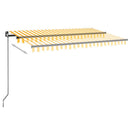 vidaXL sárga és fehér kézzel kihúzható napellenző 450 x 300 cm