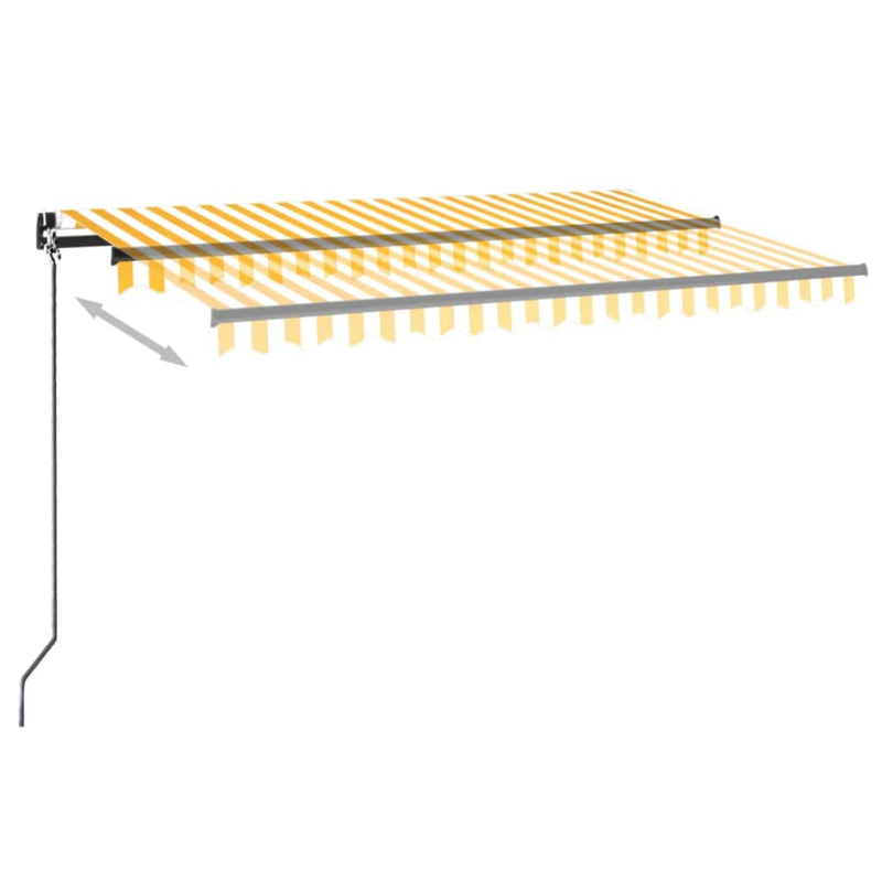 vidaXL sárga és fehér kézzel kihúzható napellenző 450 x 300 cm