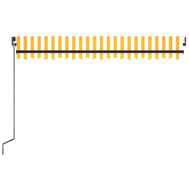 vidaXL sárga és fehér kézzel kihúzható napellenző 450 x 300 cm