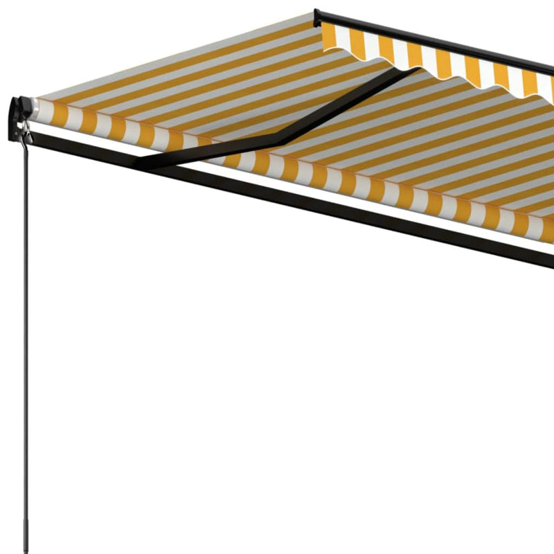 vidaXL sárga és fehér kézzel kihúzható napellenző 450 x 300 cm