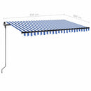 vidaXL kék és fehér kézzel kihúzható LED-es napellenző 450 x 300 cm