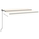 vidaXL krémszínű kézzel kihúzható LED-es napellenző 450 x 300 cm