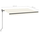vidaXL krémszínű kézzel kihúzható LED-es napellenző 450 x 300 cm