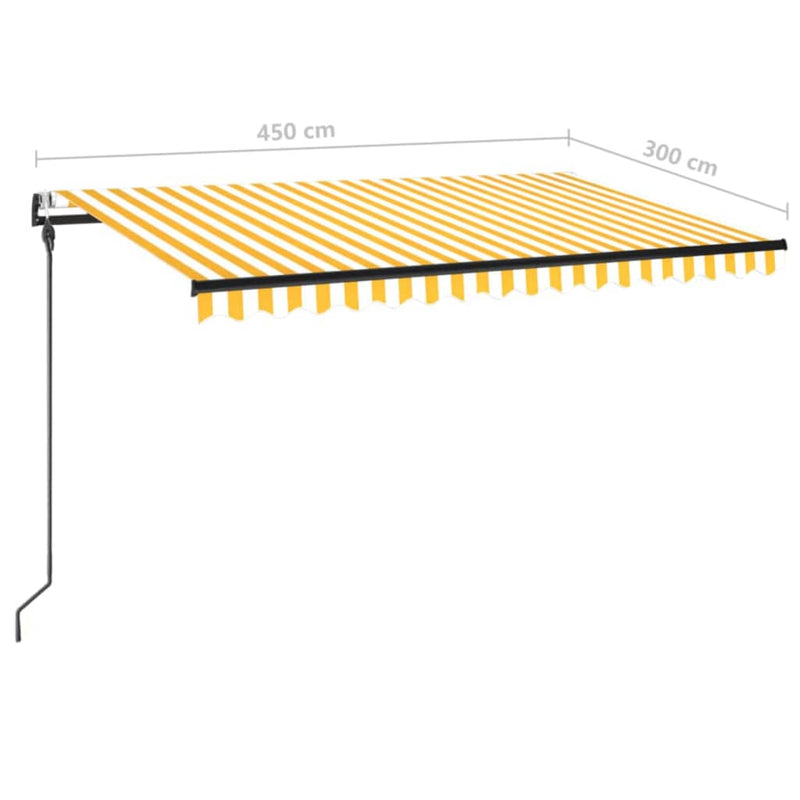 vidaXL sárga és fehér automata napellenző 450 x 300 cm