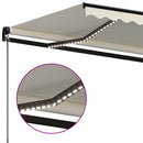 vidaXL krémszínű kézzel kihúzható LED-es napellenző 500x300 cm