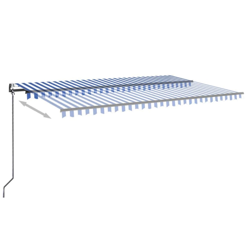 vidaXL kék/fehér automata szélérzékelős és LED-es napellenző 500x300cm