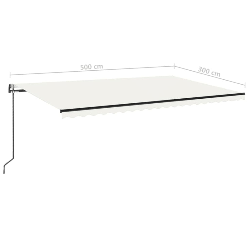 vidaXL krémszínű automata szélérzékelős és LED-es napellenző 500x300cm