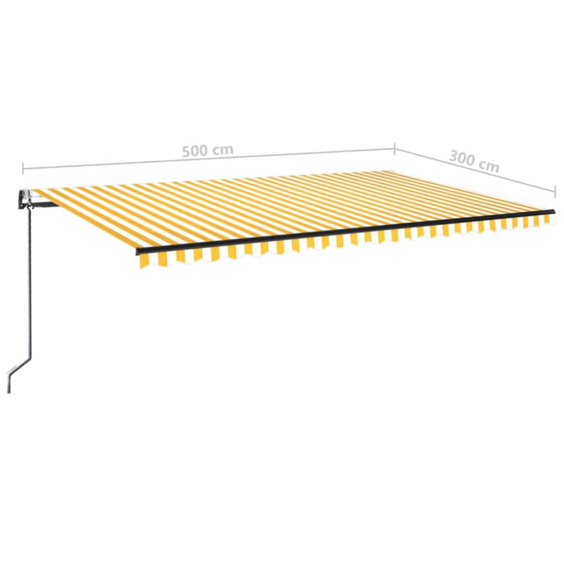 vidaXL sárga-fehér szélérzékelős és LED-es napellenző 500 x 300 cm