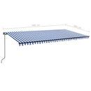 vidaXL kék és fehér kézzel kihúzható LED-es napellenző 600 x 300 cm