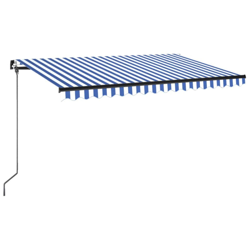 vidaXL kék és fehér kézzel kihúzható napellenző 400 x 350 cm