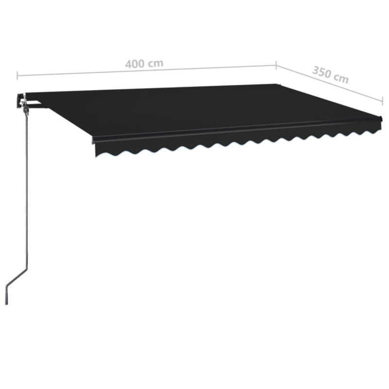 vidaXL antracitszürke kézzel kihúzható LED-es napellenző 400 x 350 cm