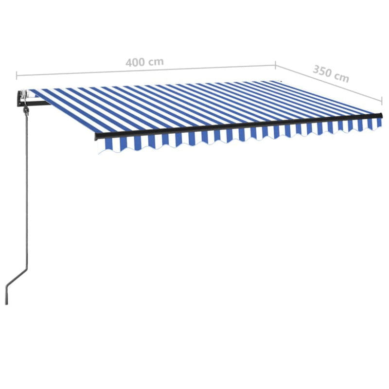 vidaXL kék/fehér automata szélérzékelős és LED-es napellenző 400x350cm