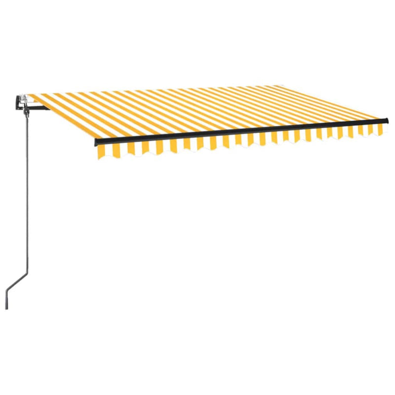 vidaXL sárga-fehér szélérzékelős és LED-es napellenző 400x350 cm