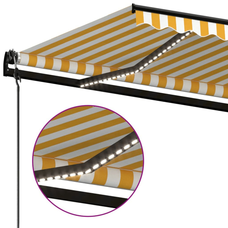 vidaXL sárga-fehér szélérzékelős és LED-es napellenző 400x350 cm