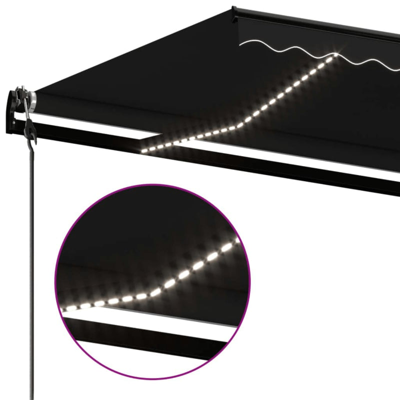 vidaXL antracitszürke szélérzékelős és LED-es napellenző 400x350 cm