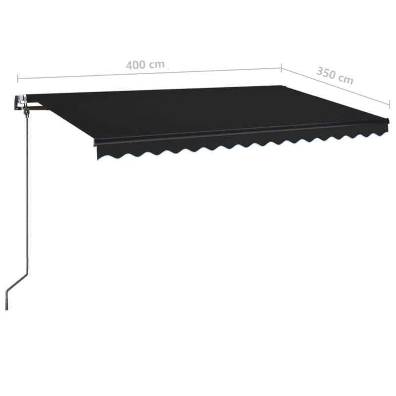 vidaXL antracitszürke szélérzékelős és LED-es napellenző 400x350 cm