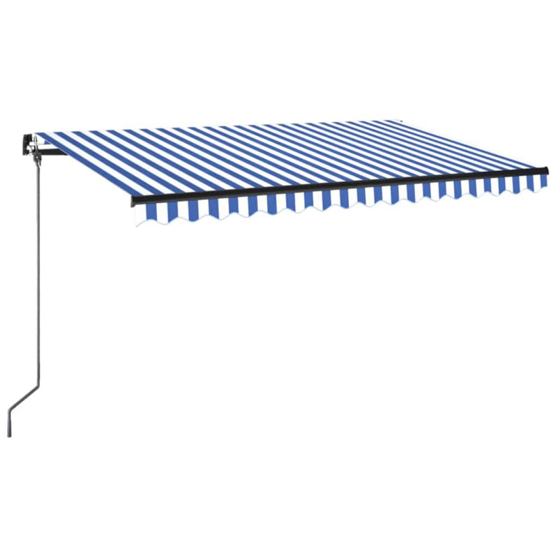 vidaXL kék és fehér kézzel kihúzható napellenző 450 x 350 cm