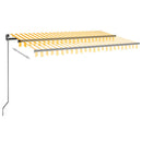 vidaXL sárga és fehér kézzel kihúzható napellenző 450 x 350 cm