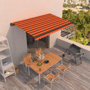 vidaXL narancssárga és barna kézzel kihúzható napellenző 450 x 350 cm