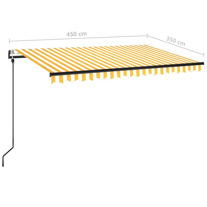 vidaXL sárga és fehér automata napellenző 450 x 350 cm