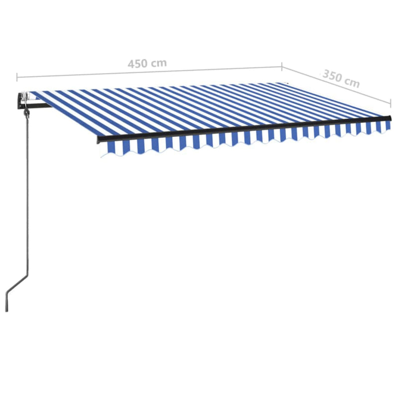 vidaXL kék/fehér automata szélérzékelős és LED-es napellenző 450x350cm