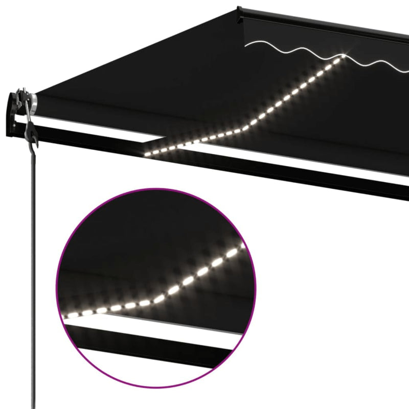 vidaXL antracitszürke szélérzékelős és LED-es napellenző 450 x 350 cm