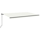 vidaXL krémszínű kézzel kihúzható LED-es napellenző 500x350 cm