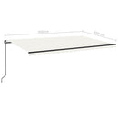 vidaXL krémszínű kézzel kihúzható LED-es napellenző 500x350 cm