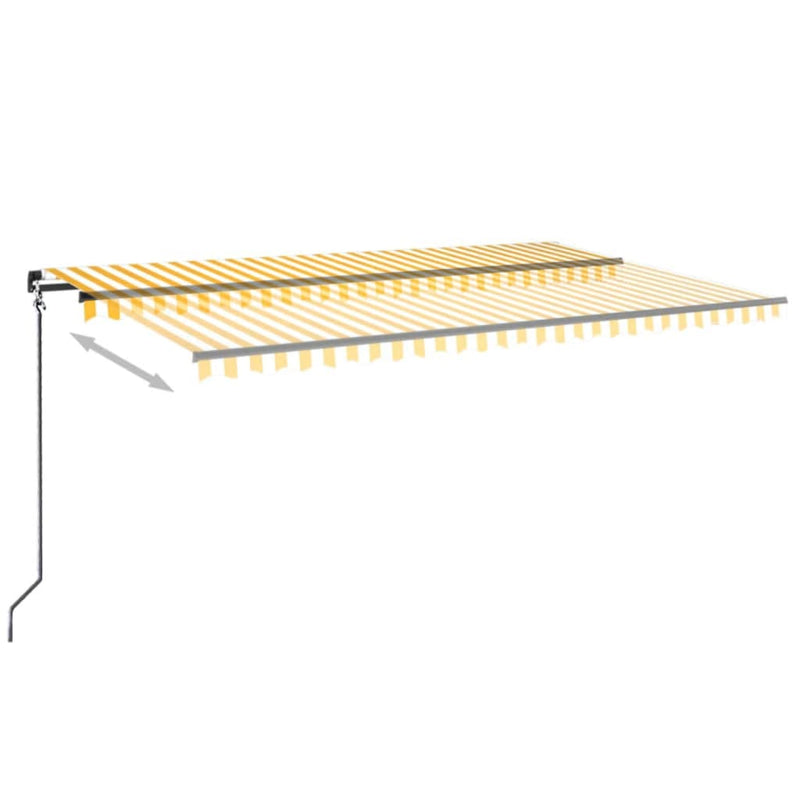 vidaXL sárga és fehér kézzel kihúzható LED-es napellenző 500x350 cm