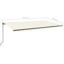vidaXL krémszínű kézzel kihúzható napellenző 600 x 350 cm