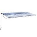 vidaXL kék és fehér kézzel kihúzható LED-es napellenző 600 x 350 cm