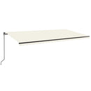 vidaXL krémszínű kézzel kihúzható LED-es napellenző 600 x 350 cm