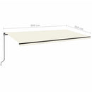 vidaXL krémszínű kézzel kihúzható LED-es napellenző 600 x 350 cm