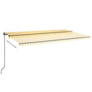 vidaXL sárga és fehér kézzel kihúzható LED-es napellenző 600 x 350 cm