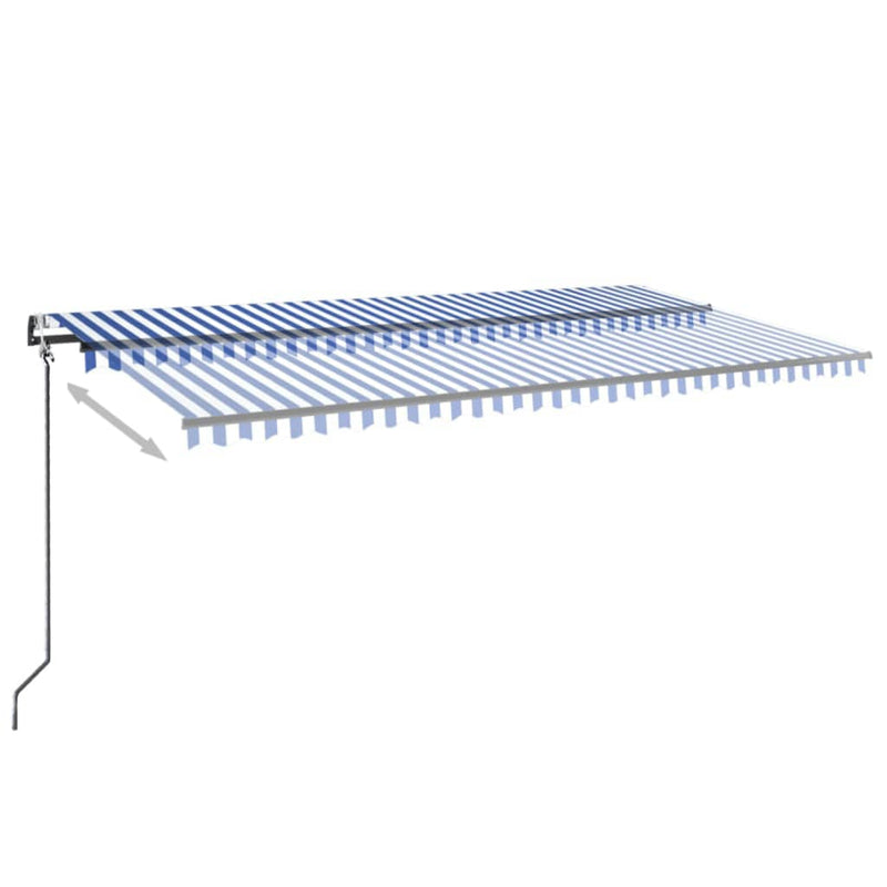 vidaXL kék/fehér automata szélérzékelős és LED-es napellenző 600x350cm