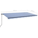 vidaXL kék/fehér automata szélérzékelős és LED-es napellenző 600x350cm