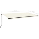 vidaXL krémszínű automata szélérzékelős és LED-es napellenző 600x350cm