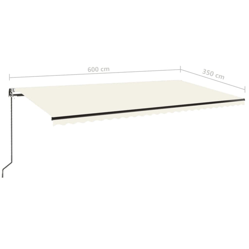 vidaXL krémszínű automata szélérzékelős és LED-es napellenző 600x350cm