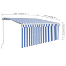 vidaXL kék és fehér kézzel kihúzható napellenző redőnnyel 3 x 2,5 m