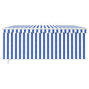 vidaXL kék/fehér LED-es kézzel kihúzható napellenző redőnnyel 3x2,5 m