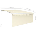 vidaXL krémszínű LED-es kézzel kihúzható napellenző redőnnyel 3x2,5 m