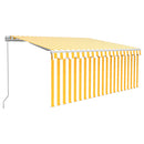 vidaXL sárga-fehér kézzel kihúzható LED-es napellenző redőnnyel 3x2,5m