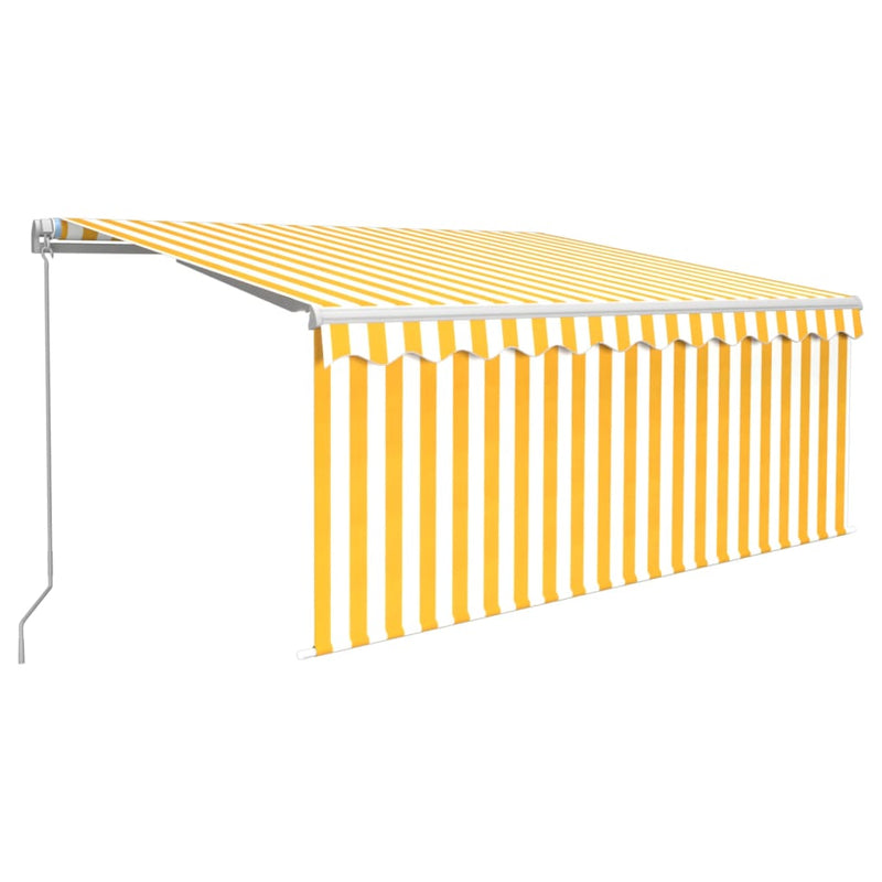 vidaXL sárga-fehér kézzel kihúzható LED-es napellenző redőnnyel 3x2,5m
