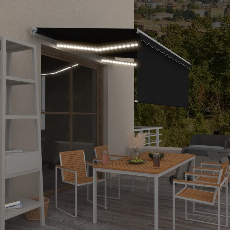 vidaXL antracit LED-es kézzel kihúzható napellenző redőnnyel 3x2,5 m