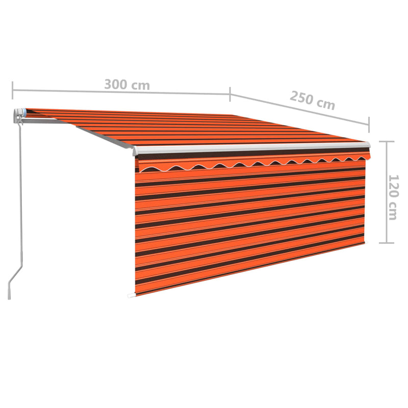 vidaXL narancssárga-barna kézzel kihúzható LED-es napellenző 3 x 2,5m