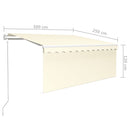 vidaXL krémszínű automata kihúzható napellenző redőnnyel 3 x 2,5 m