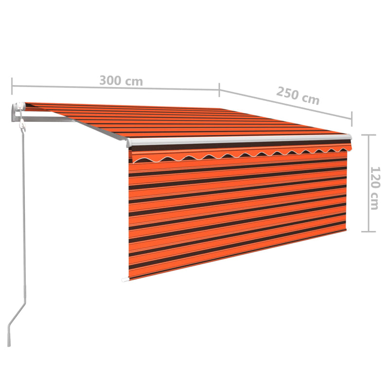 vidaXL narancssárga-barna automata napellenző redőnnyel 3 x 2,5 m
